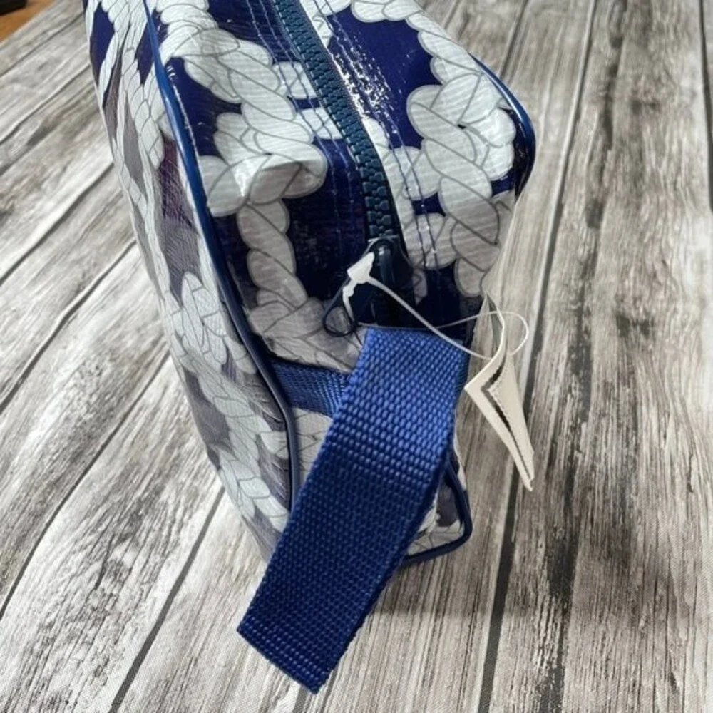Bella Toiletry Bag Navy White Rope Knot Print Travel Cosmetic Case NWT - Picture 3 of 12